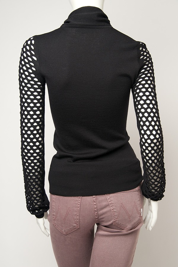 Lyst - Alexander wang Fishnet Turtleneck Top in Black