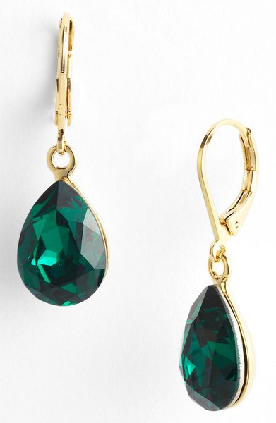 Cara Accessories Teardrop Earrings in Green (emerald/ gold) | Lyst