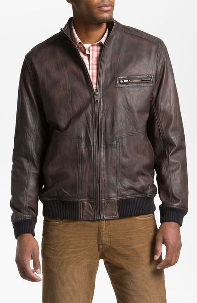 Tommy Bahama Island Aviator Leather Jacket in Brown for Men (dark brown ...