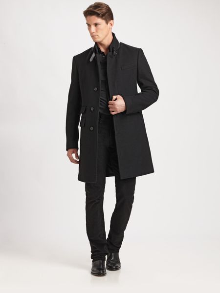 Ralph Lauren Black Label Tech Flannel Overcoat in Black for Men | Lyst