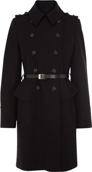 Oasis Oasis Military Peplum Coat Black in Black | Lyst