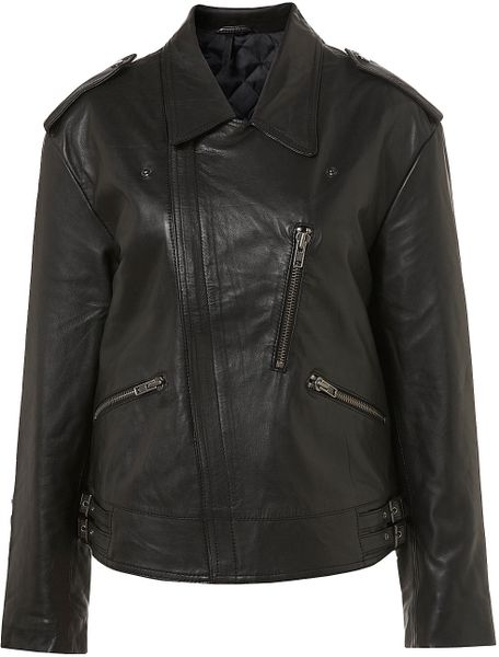 Topshop Oversize Leather Biker By Boutique in Black | Lyst