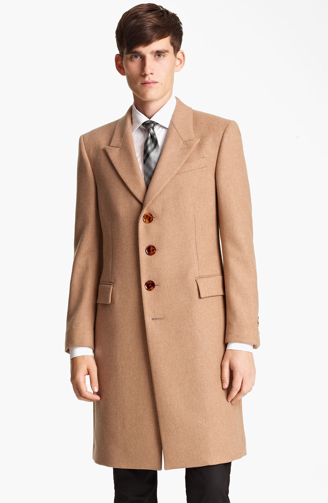 Burberry Wool Top Coat in Beige for Men (camel) | Lyst