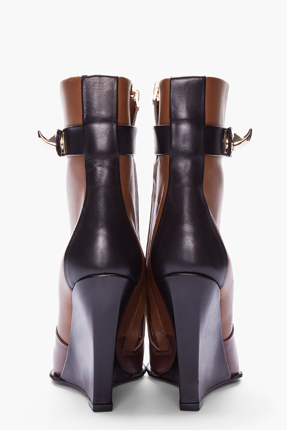 Lyst - Givenchy Brown Tricolor Sharklock Wedge Boots in Brown