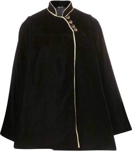 Topshop Velvet Cape Coat By Sister Jane in Black | Lyst