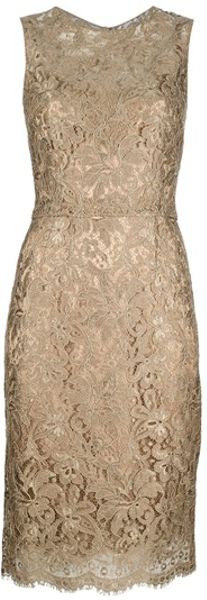 Dolce & Gabbana Floral Lace Dress in Gold (floral) | Lyst
