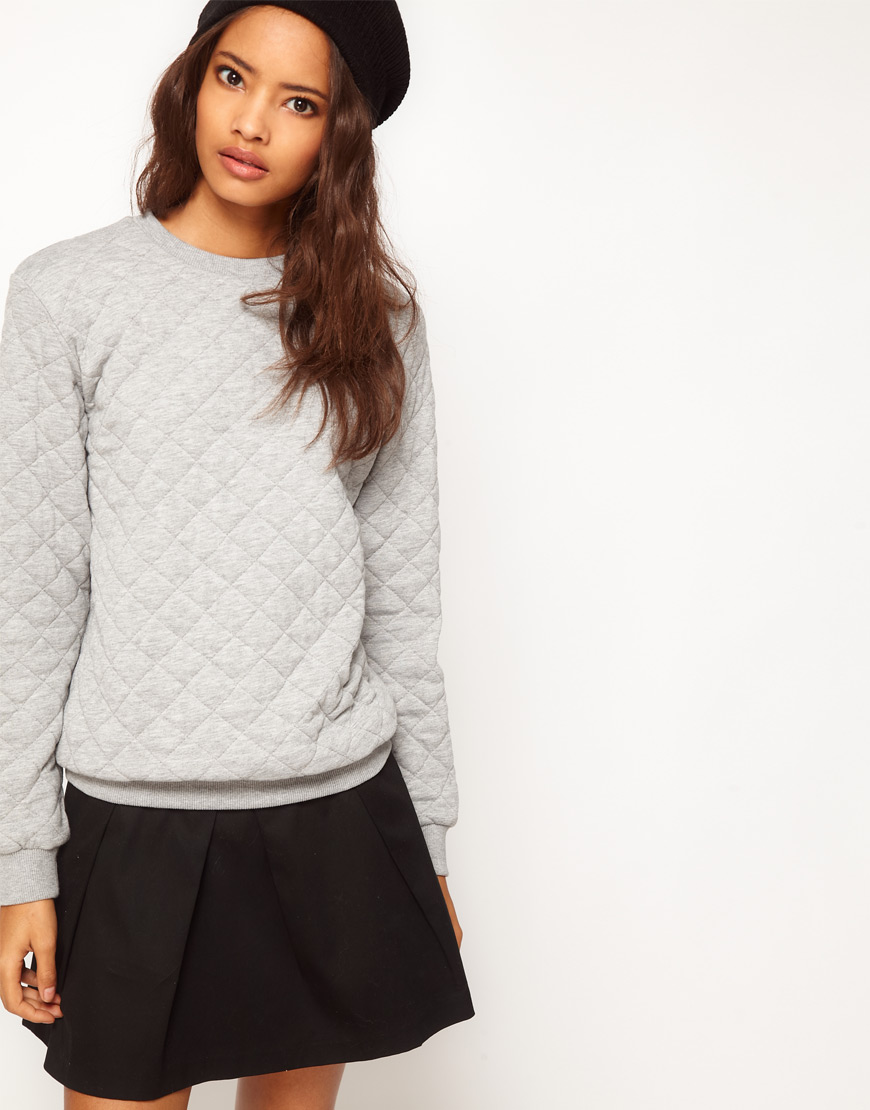 Lyst - Asos Collection Asos Boyfriend Sweatshirt in Quilted Fabric in Gray