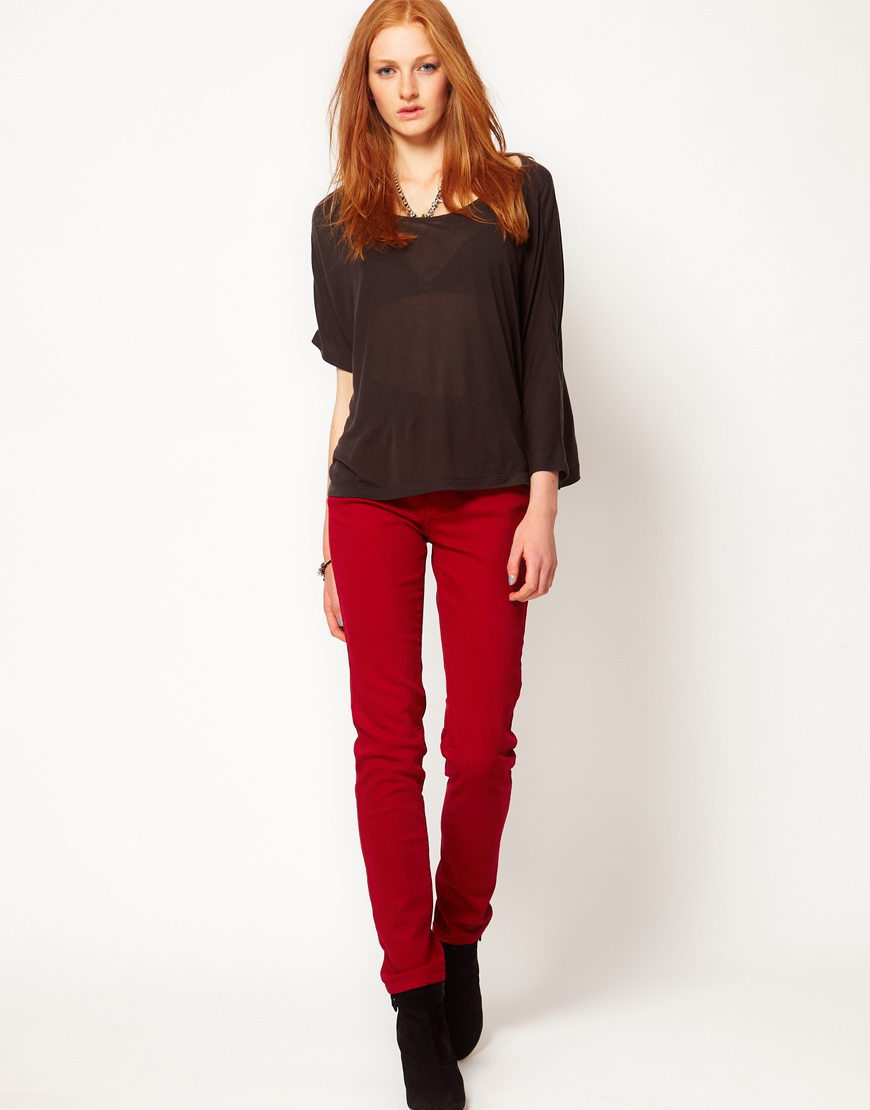 Lyst - Dr. Denim Arlene High Waist Skinny Jeans in Red