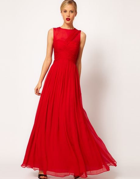 Mango Premium Maxi Dress in Red | Lyst