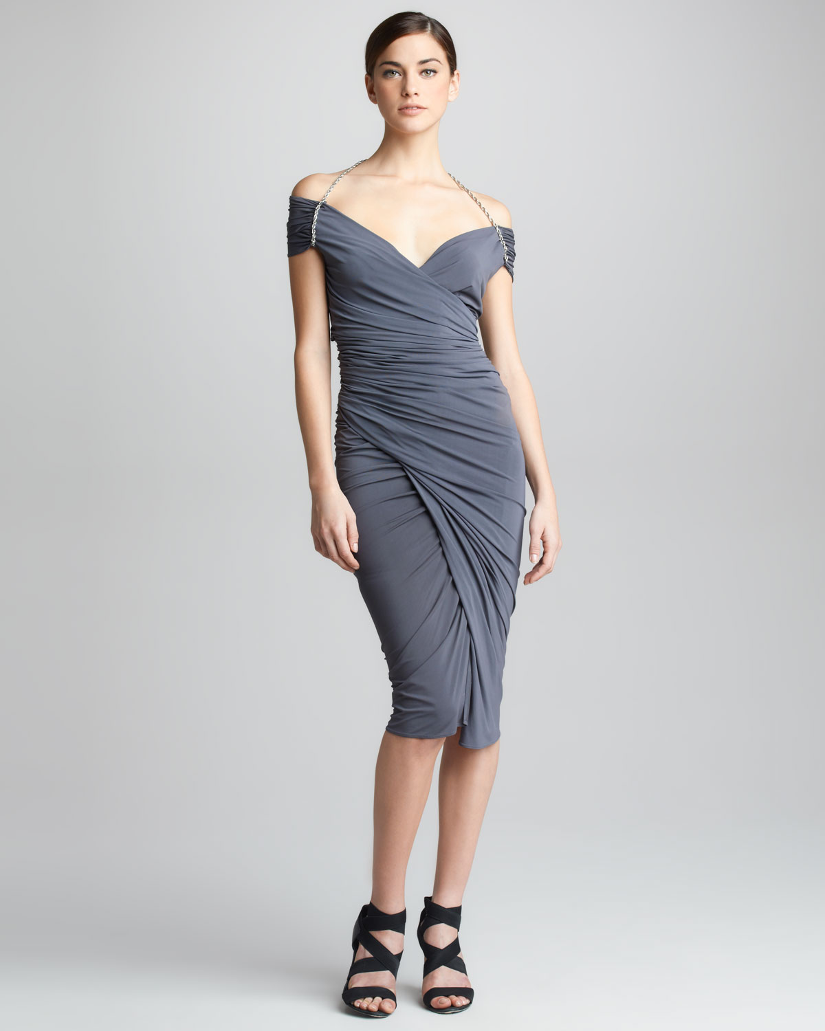 Donna Karan New York Offtheshoulder Jersey Dress in Gray (GEODE) | Lyst