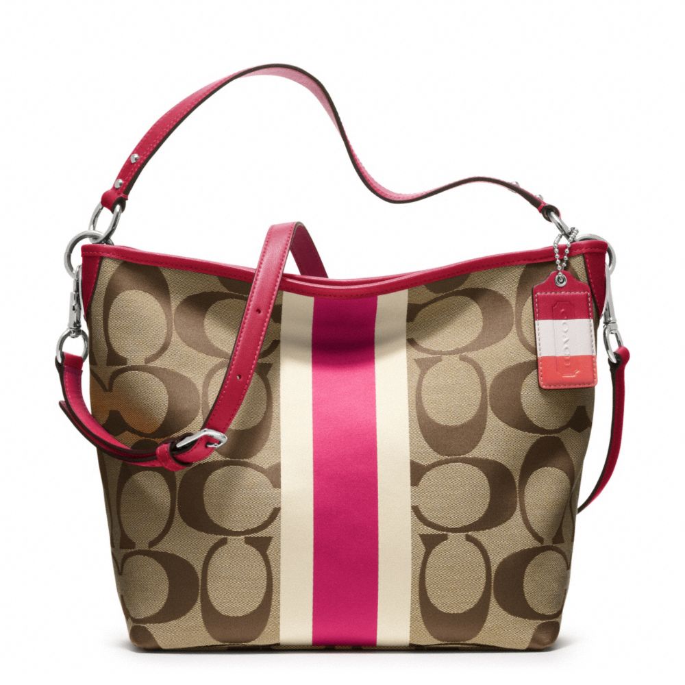 Coach Hamptons Weekend Signature Stripe Shoulder Bag in Pink | Lyst