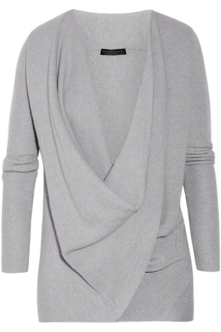 Donna karan Draped Crossfront Cashmere Sweater in Gray | Lyst