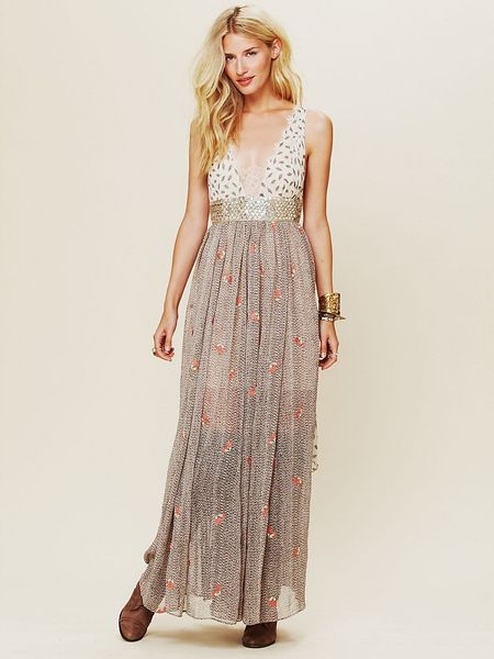 Free People Fp New Romantics Pennies From Heaven Dress in Gray (cream ...