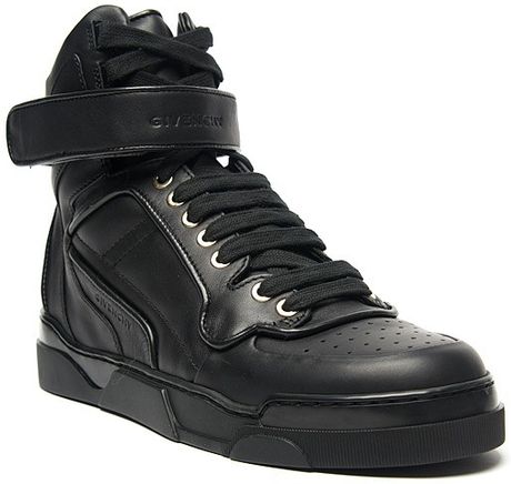 Givenchy Leather Hitop Sneaker in Black (gold) | Lyst