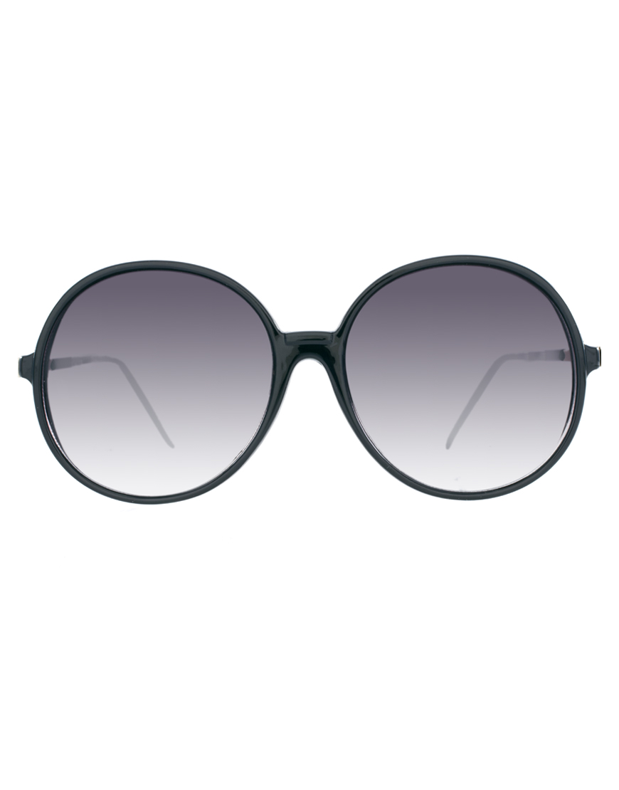 Lyst - Asos Oversized 70s Round Sunglasses in Black
