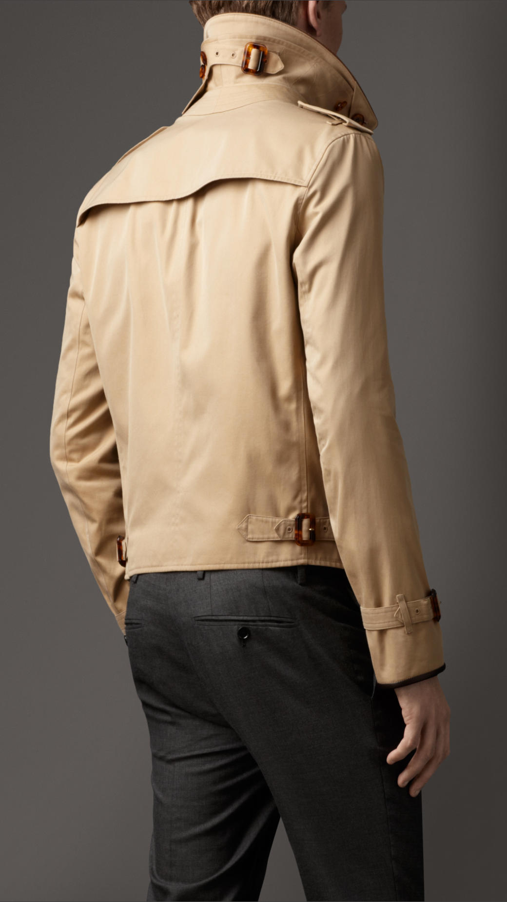 brown jacket with wool collar