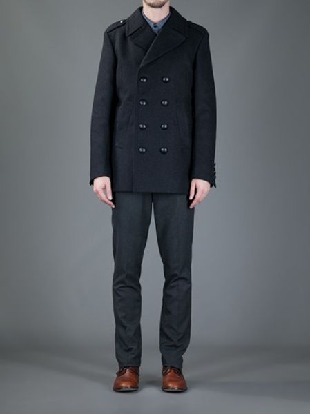 Givenchy Double Breasted Coat in Gray for Men (grey) | Lyst