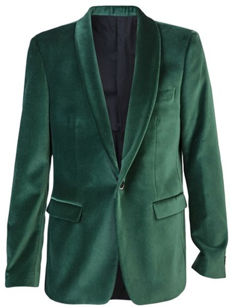 Msgm Velvet Blazer in Green for Men | Lyst