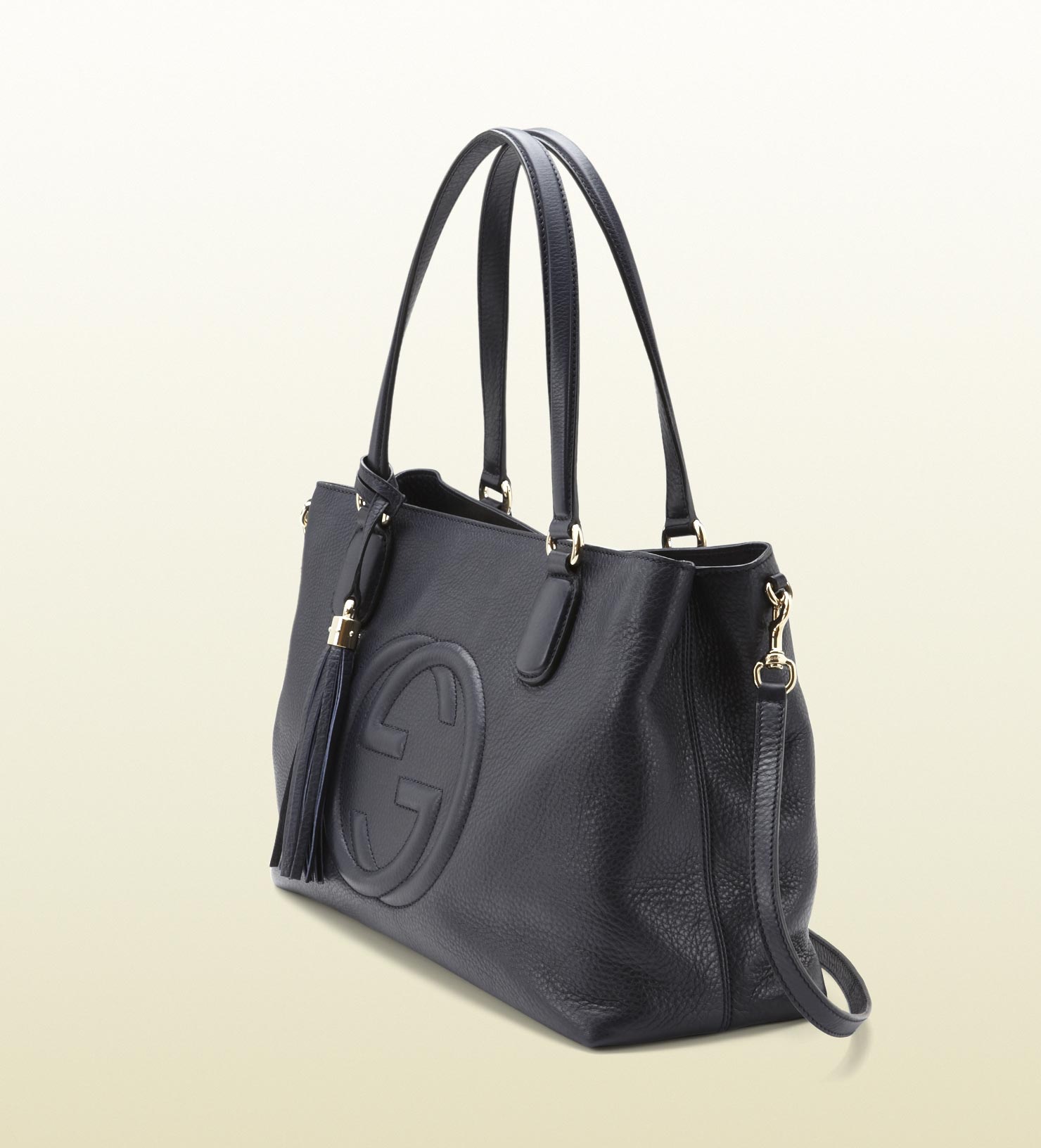 Lyst - Gucci Soho Blue Leather Working Tote in Black