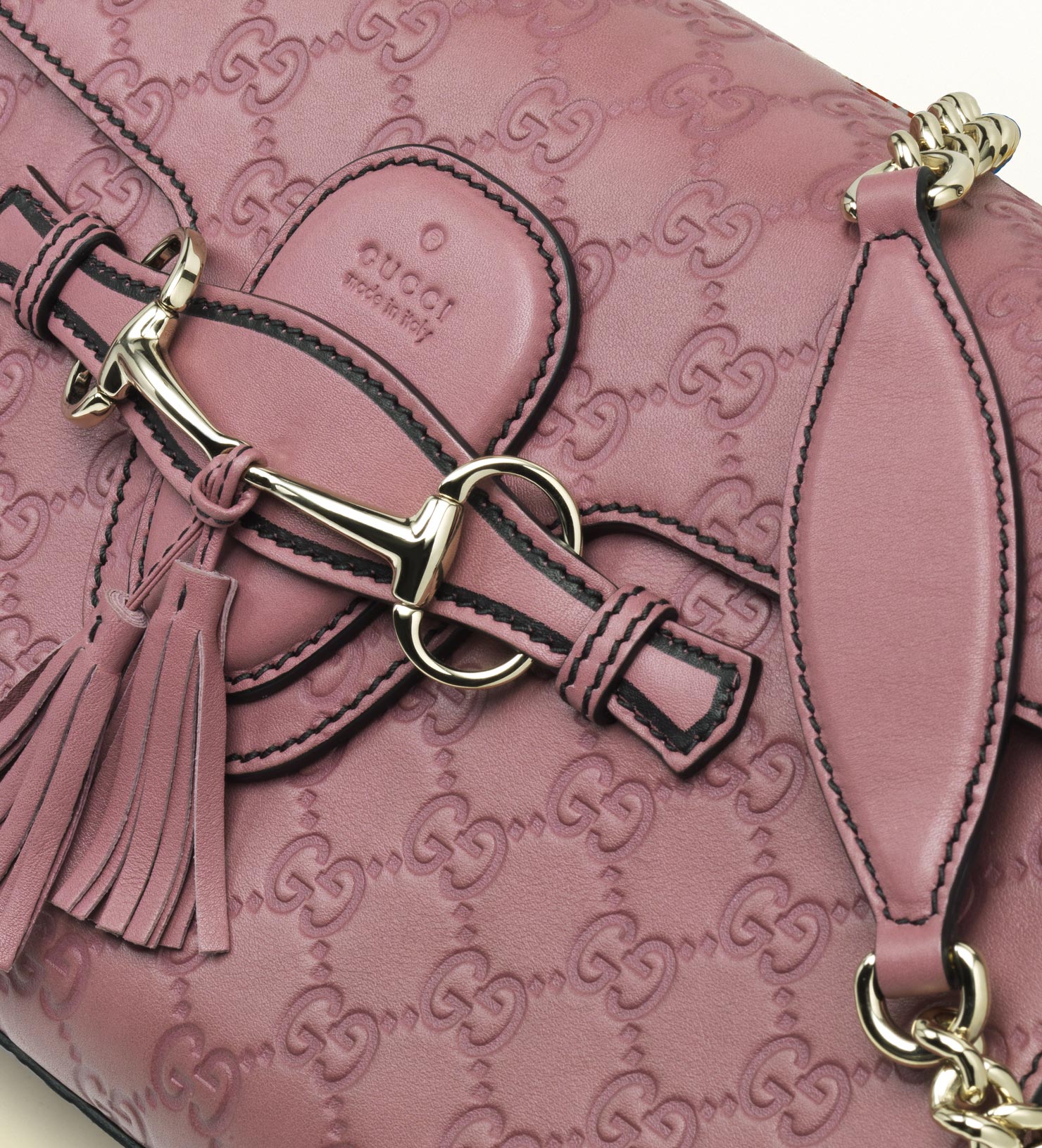 Lyst - Gucci Emily Dark Pink Guccissima Chain Shoulder Bag in Pink