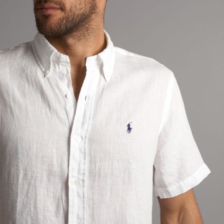 Polo Ralph Lauren Short Sleeved Linen Shirt in White for Men | Lyst