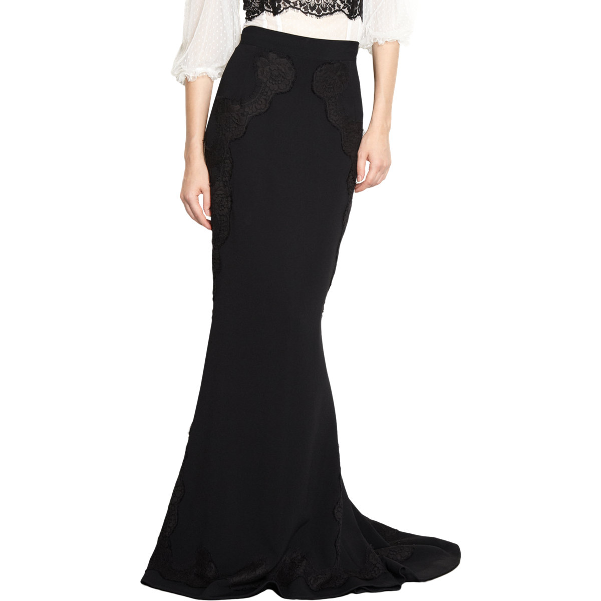 Dolce & Gabbana Lace Trim Mermaid Skirt in Black (mermaid) | Lyst