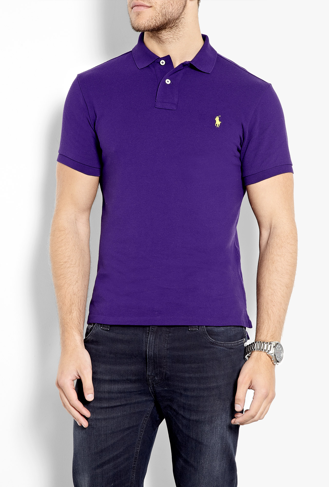 Polo ralph lauren Intense Purple Slim Fit Polo Shirt in Purple for Men ...