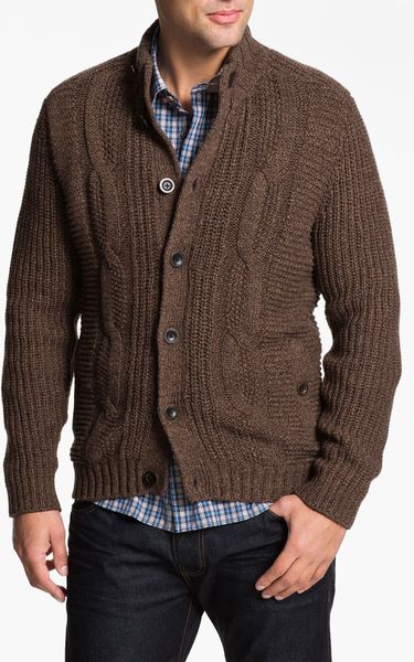 Ted Baker Nonoise Cable Knit Cardigan in Brown for Men | Lyst