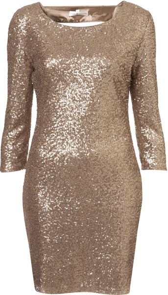 Topshop Sequin Bodycon Dress in Gold (bronze) | Lyst