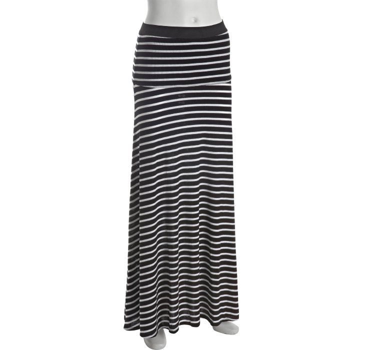 Lyst - Bcbgmaxazria Black and White Striped Knit Karolin Maxi Skirt in ...