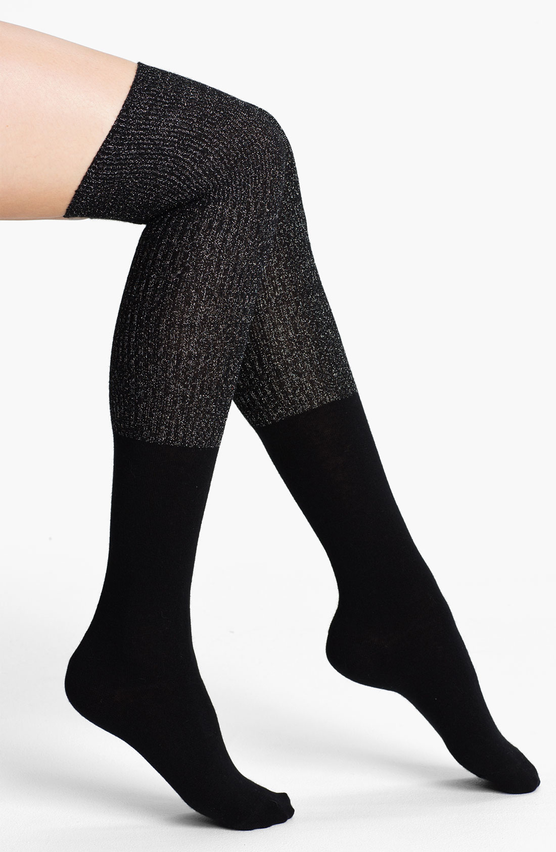 Kate Spade Ribbed Colorblock Over The Knee Socks in Black | Lyst