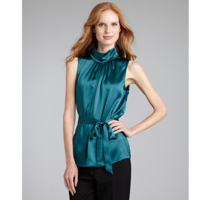 silk satin turtleneck blouse