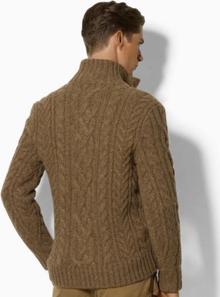 Polo Ralph Lauren Aranknit Mockneck Sweater in Brown for Men (brown ...