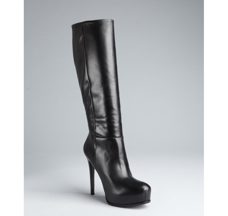 black platform tall boots