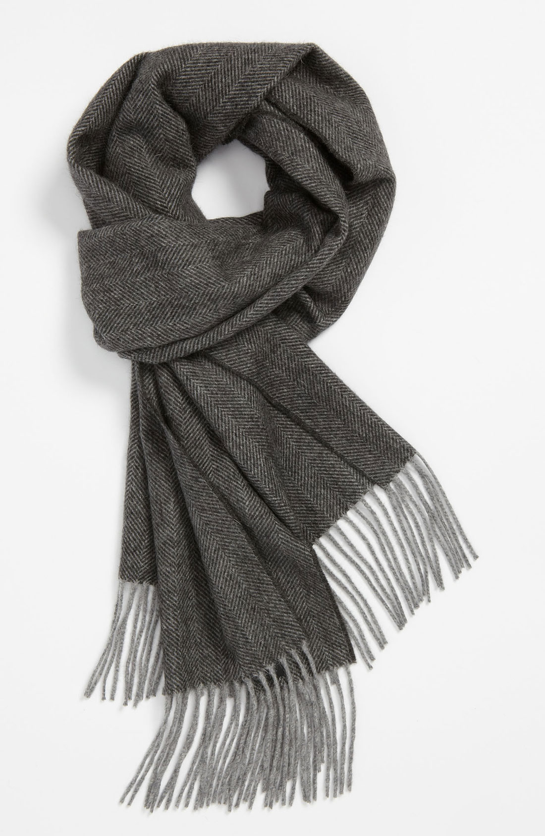 Canali Herringbone Scarf in Gray for Men (charcoal) Lyst