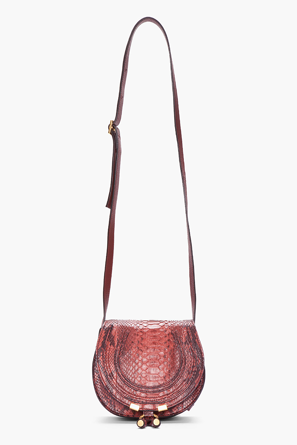 Chlo Burgundy Python Leather Marcie Bag in Red (burgundy) | Lyst  