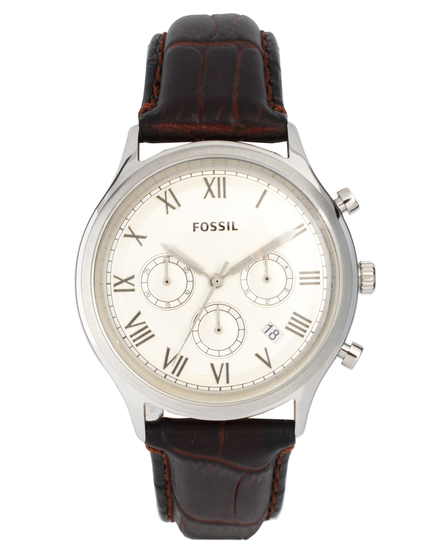 Fossil Brown Leather Strap Watch in Brown for Men Lyst