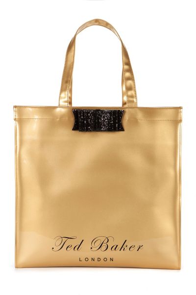 Ted Baker Twincon Glitter Bow Ikon Bag in Gold (yellow) | Lyst