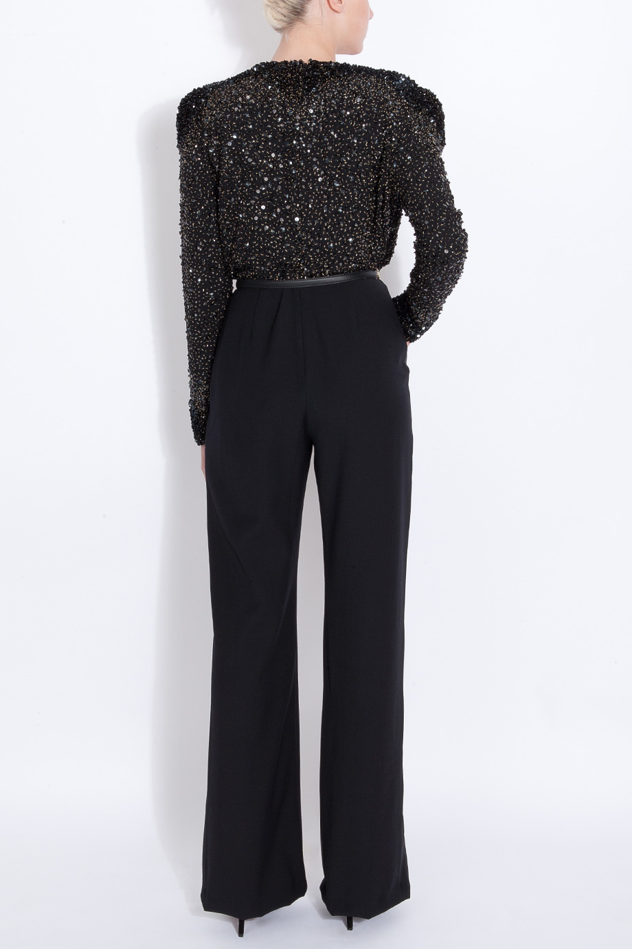 Lyst Elie Saab Sequin Top Tux Pant Jumpsuit in Black