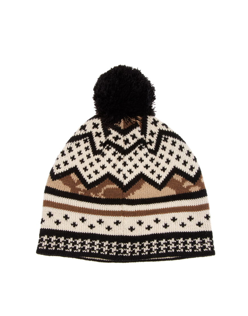 Lyst Asos Mixed Spot Leopard Bobble Hat in Brown