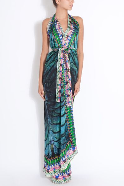 Camilla Kingfisher Long Wrap Dress in Green | Lyst