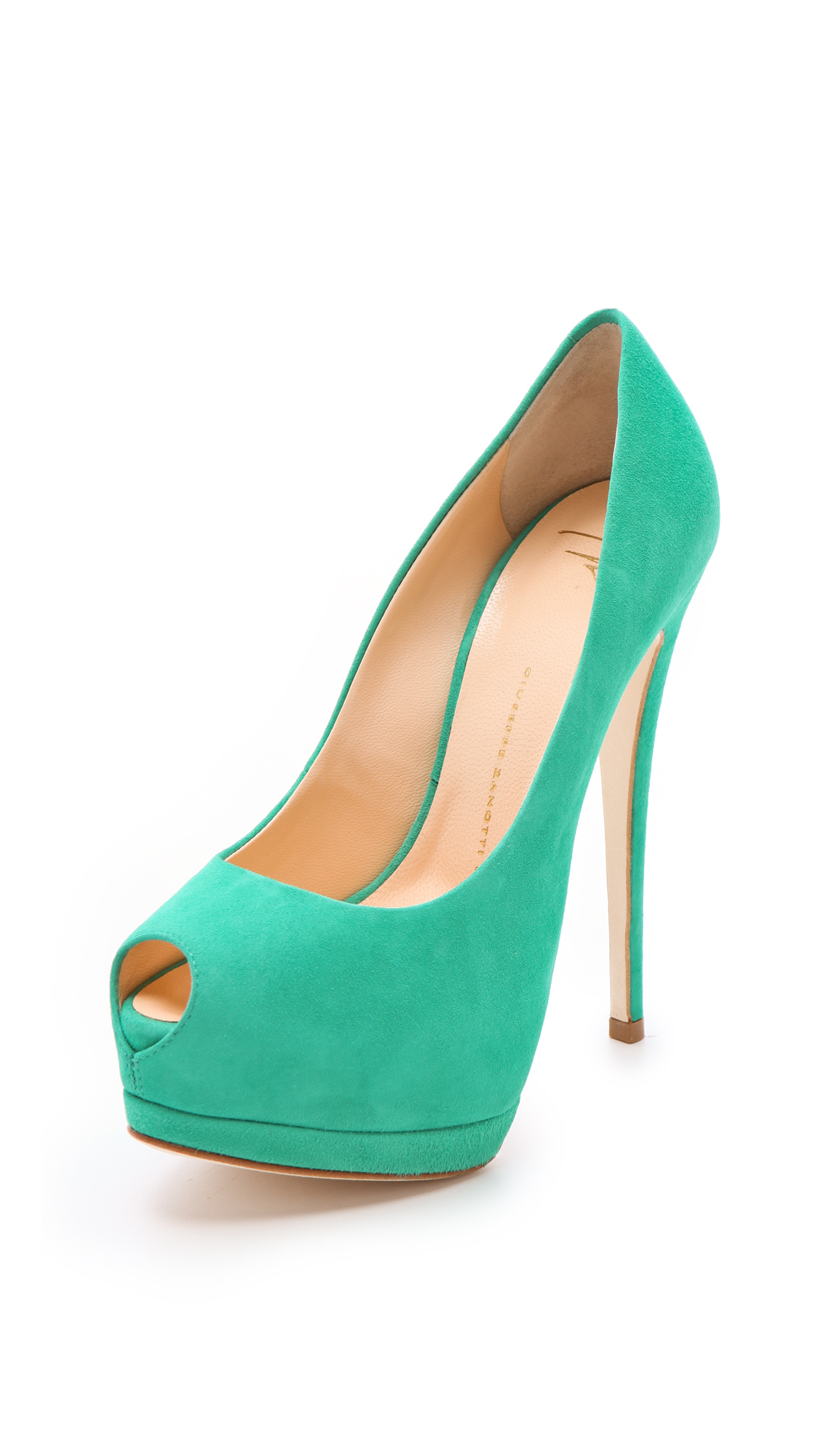 Giuseppe zanotti Sharon Peep Toe Pumps in Green Lyst