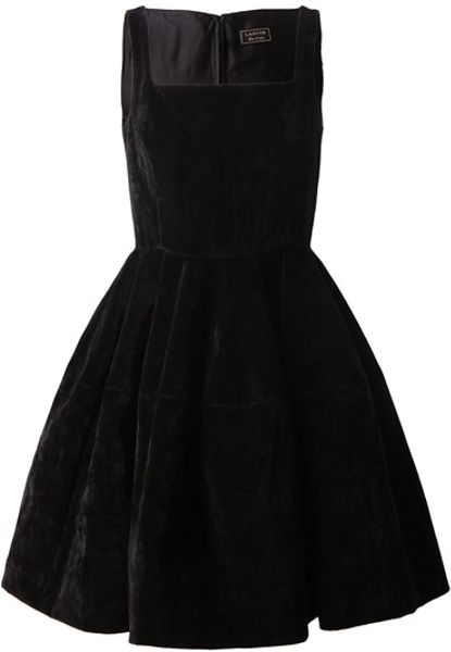 Lanvin Structured Velvet Dress in Black | Lyst