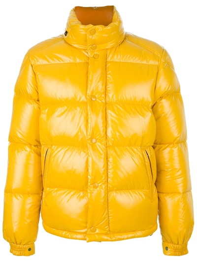 Moncler Feather Down Jacket in Yellow for Men - Lyst