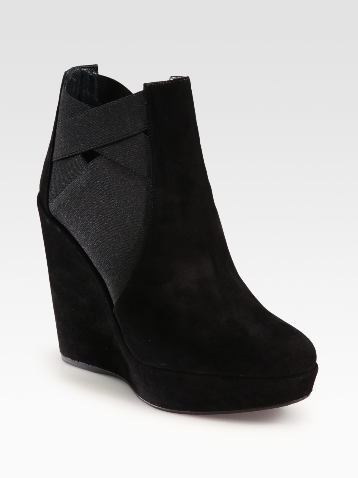 suede ankle wedge booties