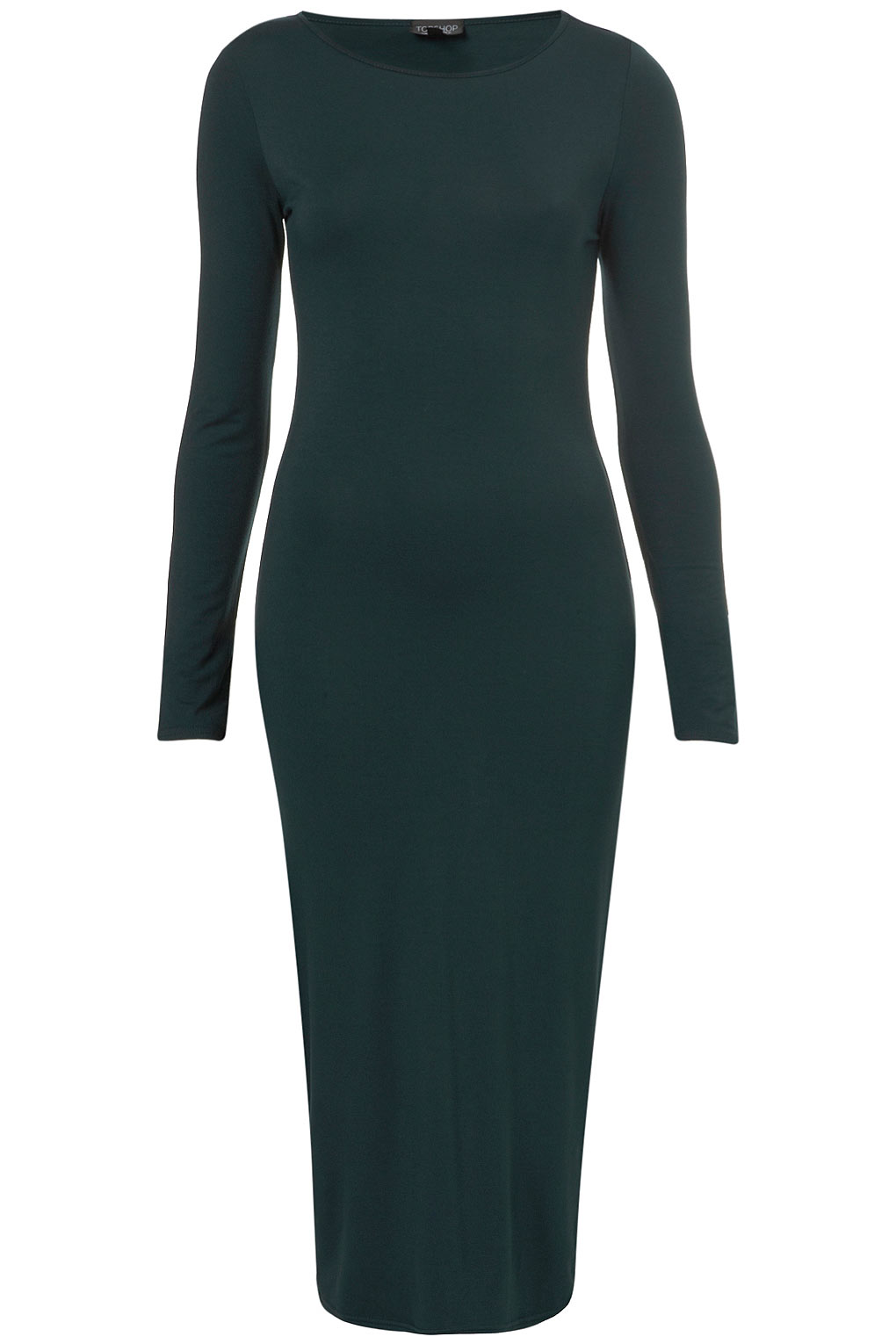 Lyst - Topshop Plain Midi Bodycon Dress in Green