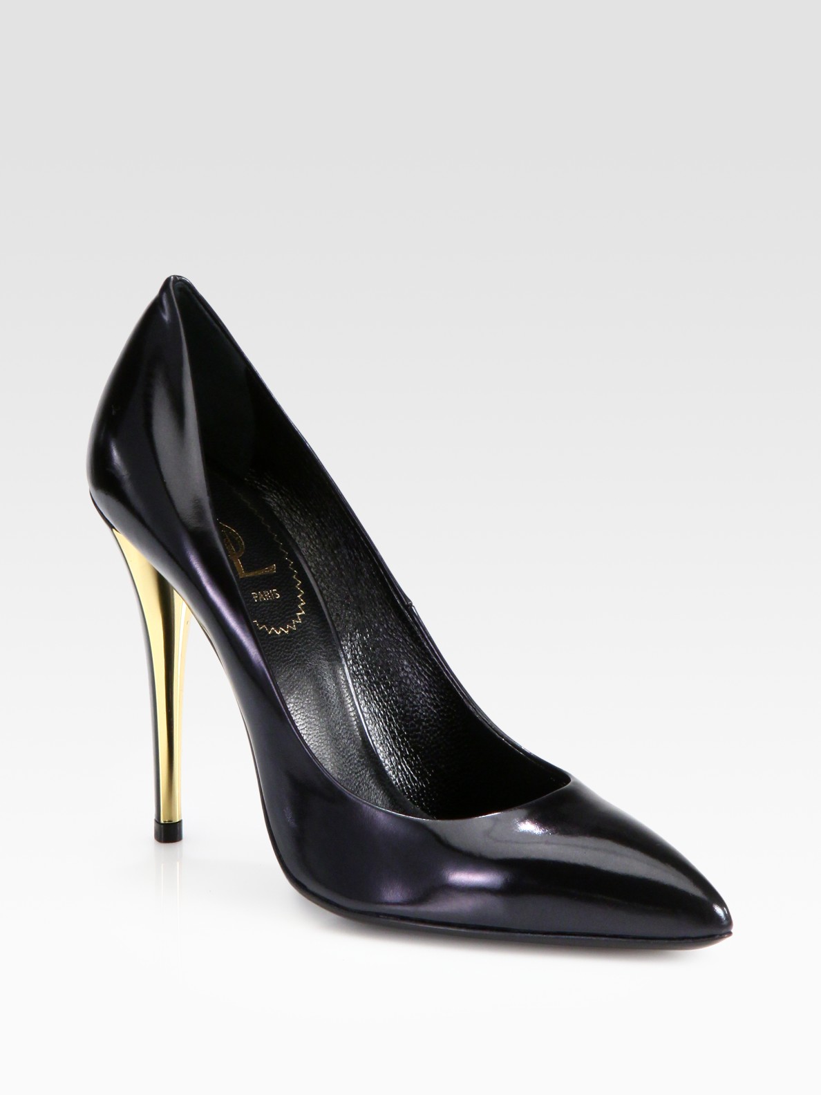 Lyst Saint Laurent Clara Leather Metal Heel Pumps in Black