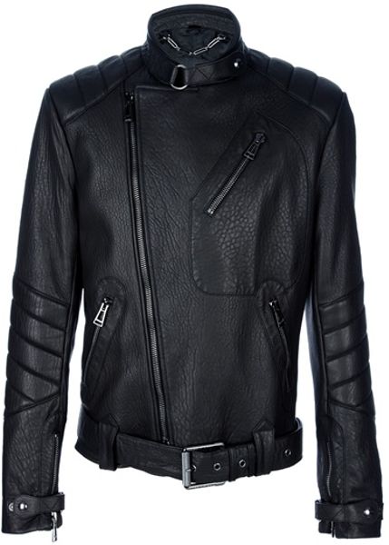 Belstaff Ribbed Leather Jacket in Black for Men | Lyst