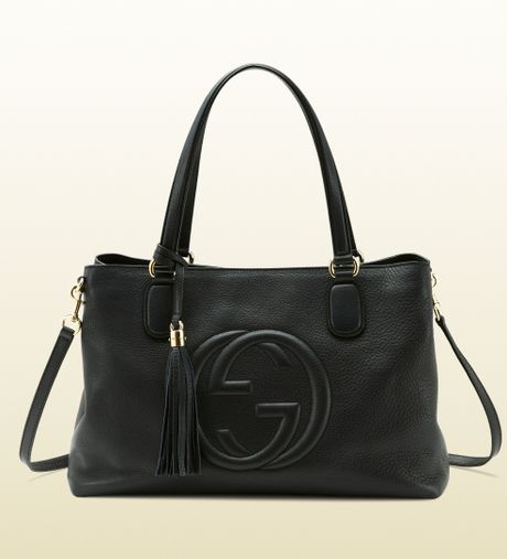 Gucci Soho Black Leather Working Tote in Black | Lyst