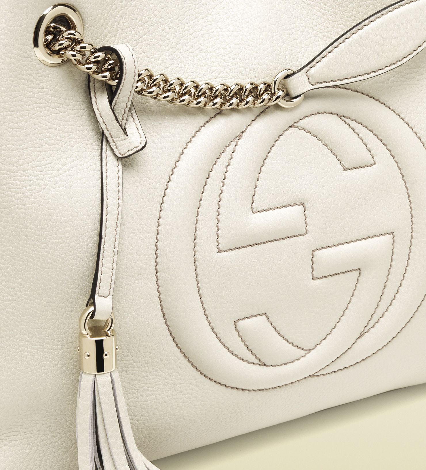 Gucci Soho Leather Shoulder Bag in White | Lyst
